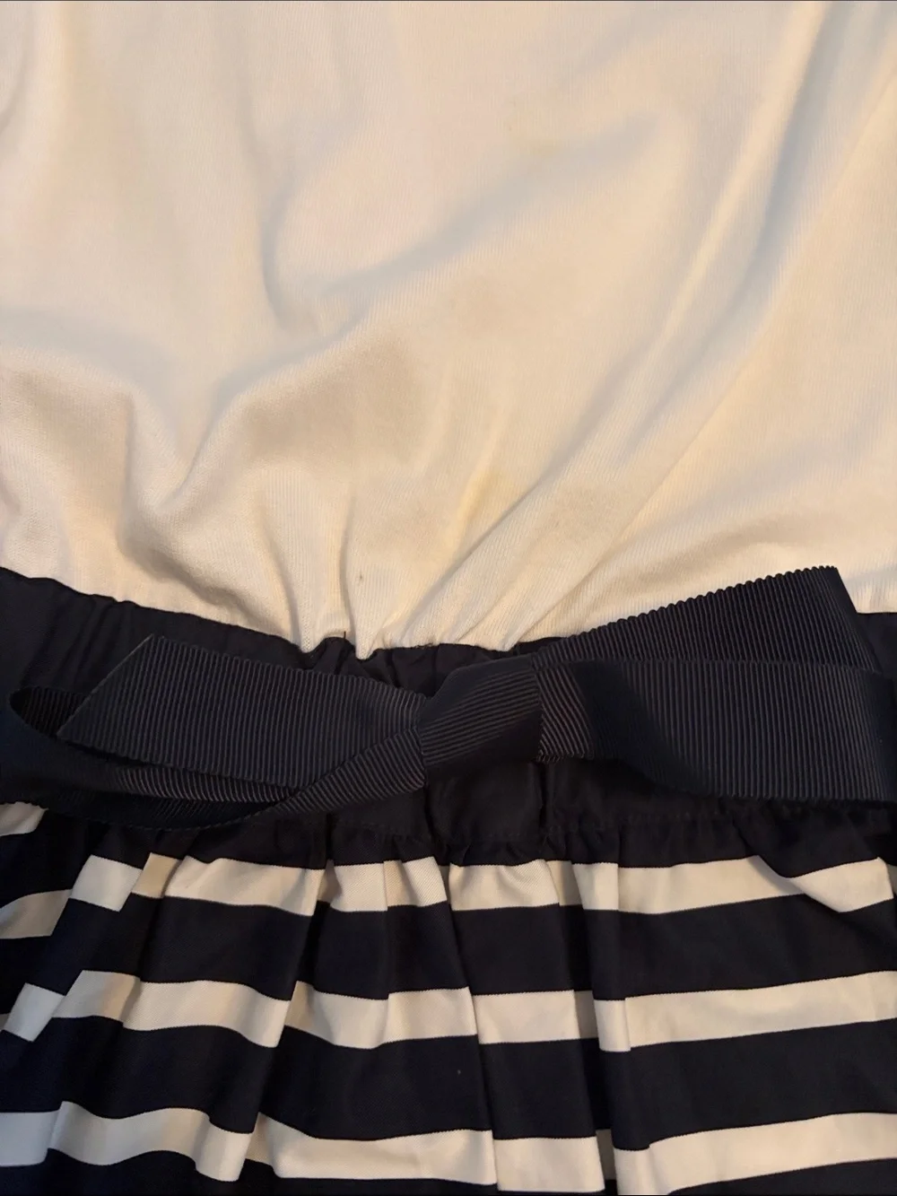 kate spade White Top with Navy Striped Skirt Dress